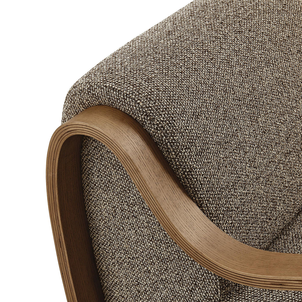Modway Atrium Boucle Upholstered Lounge Chair in Cream with Sculptural Bentwood