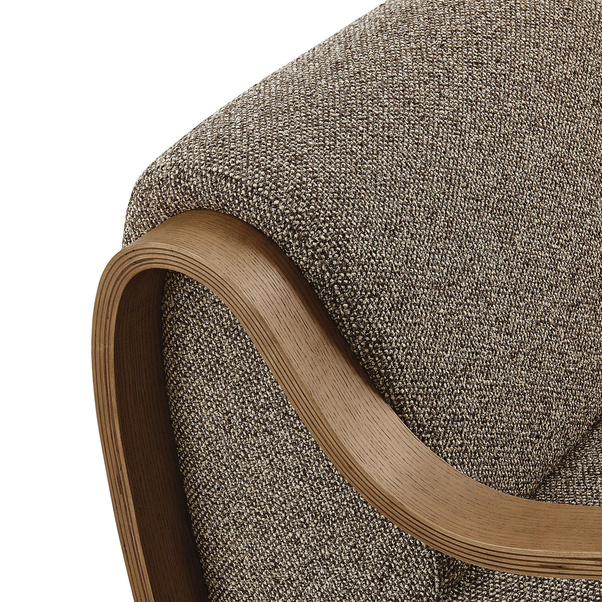 Modway Atrium Boucle Upholstered Lounge Chair in Cream with Sculptural Bentwood