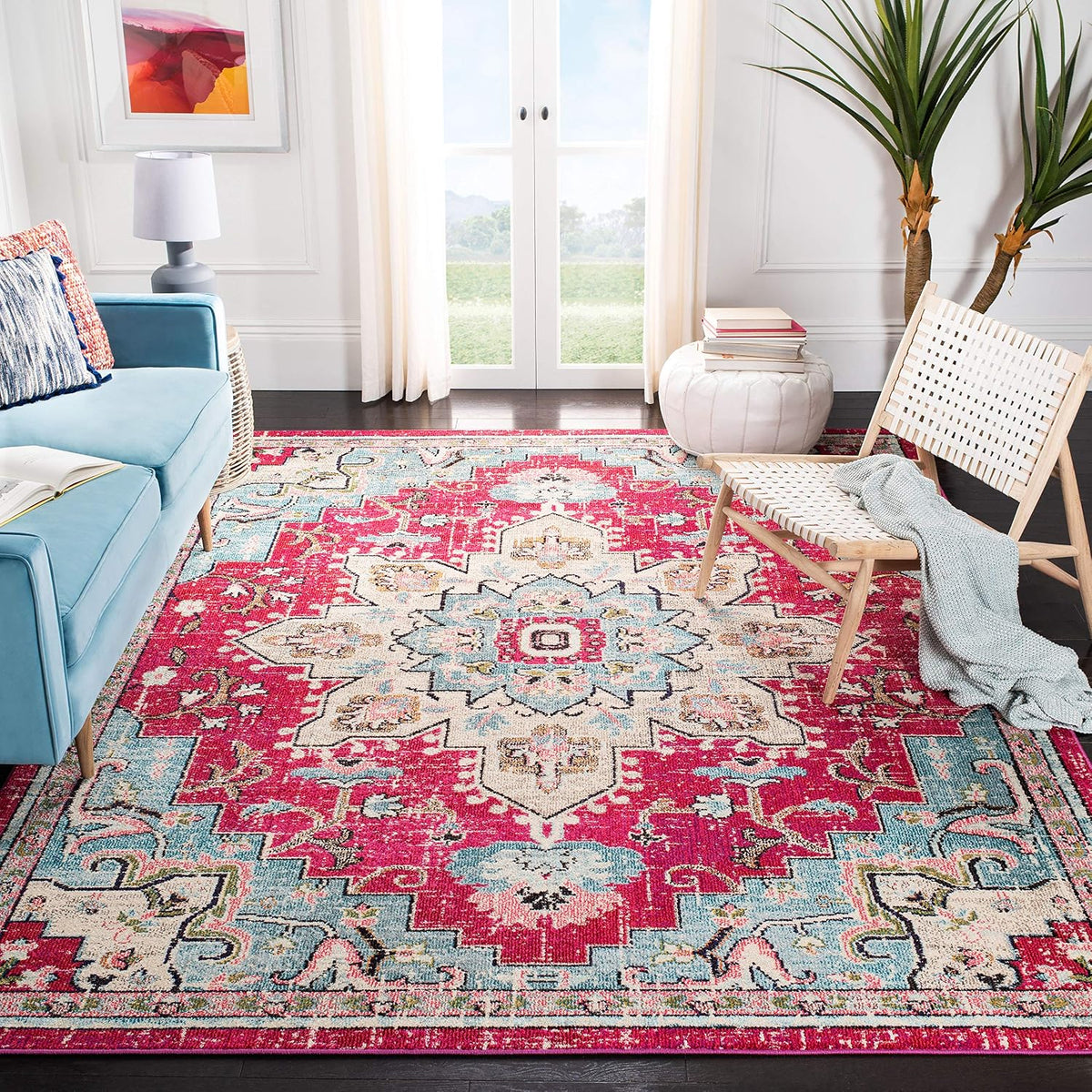 SAFAVIEH Madison Area Rug 8'x10', Traditional Ivory & Light Blue MAD473D