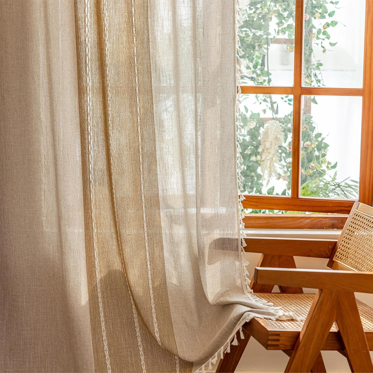 Boho Tassel Rod-Pocket Curtain Panel