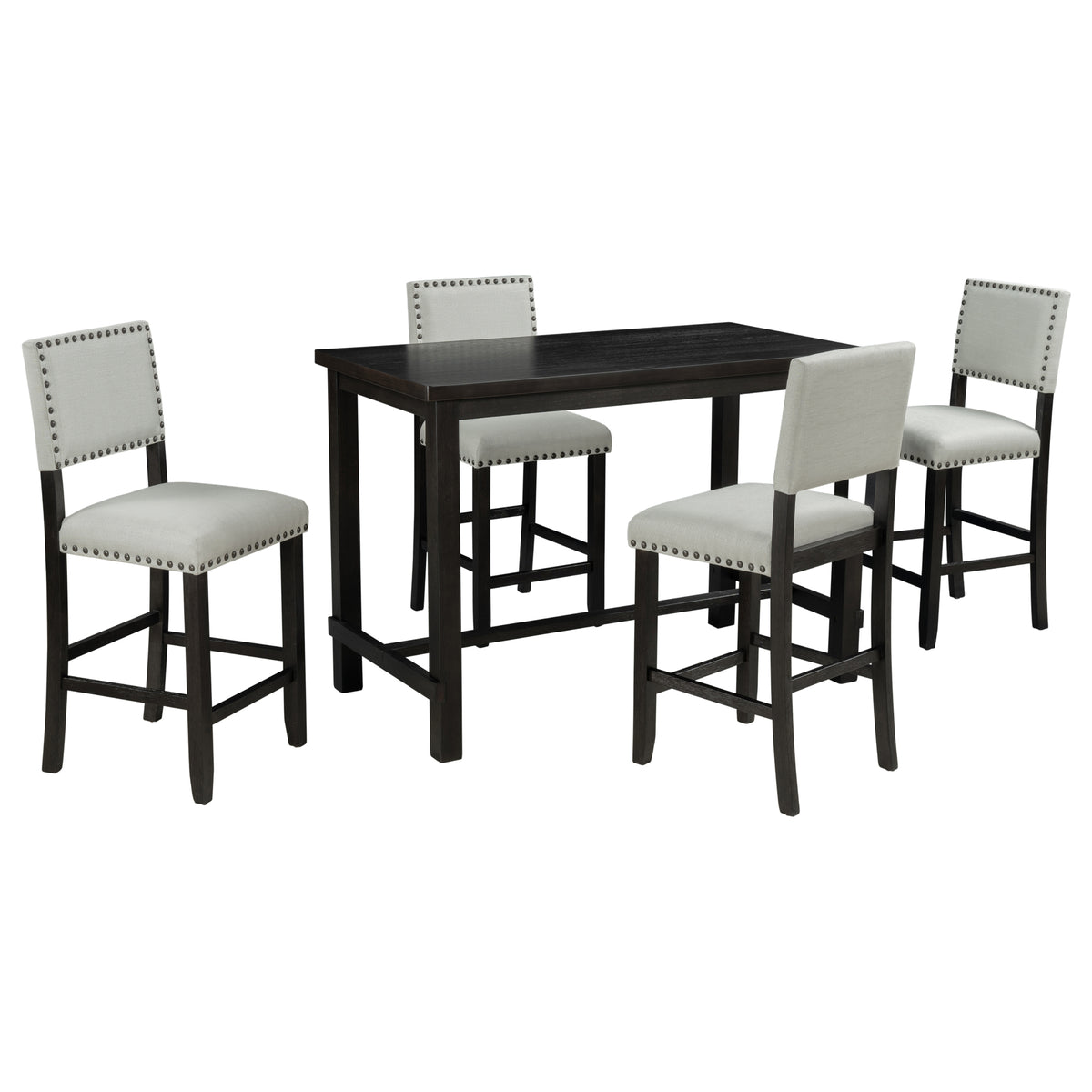 Espresso & Beige Counter-Height Dining Set