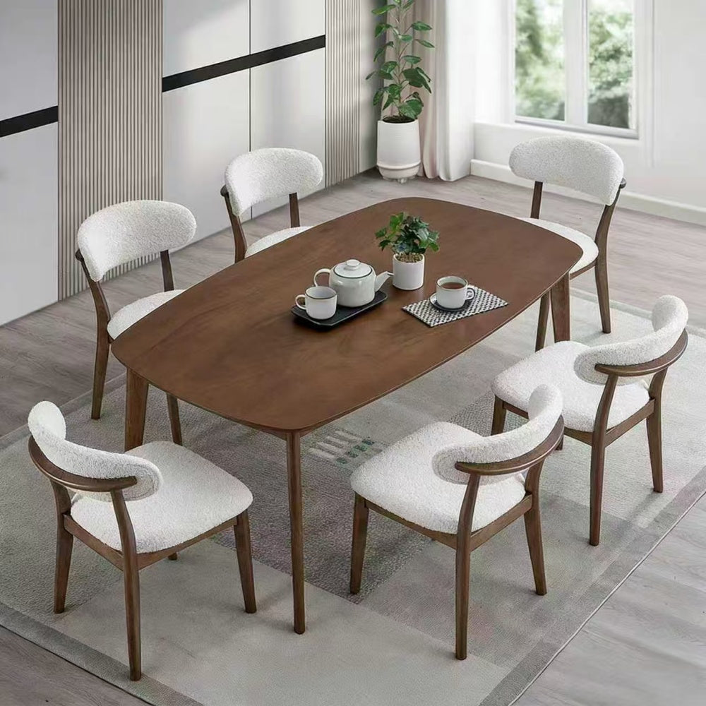 Scandinavian Dining Set with Upholstered Chairs