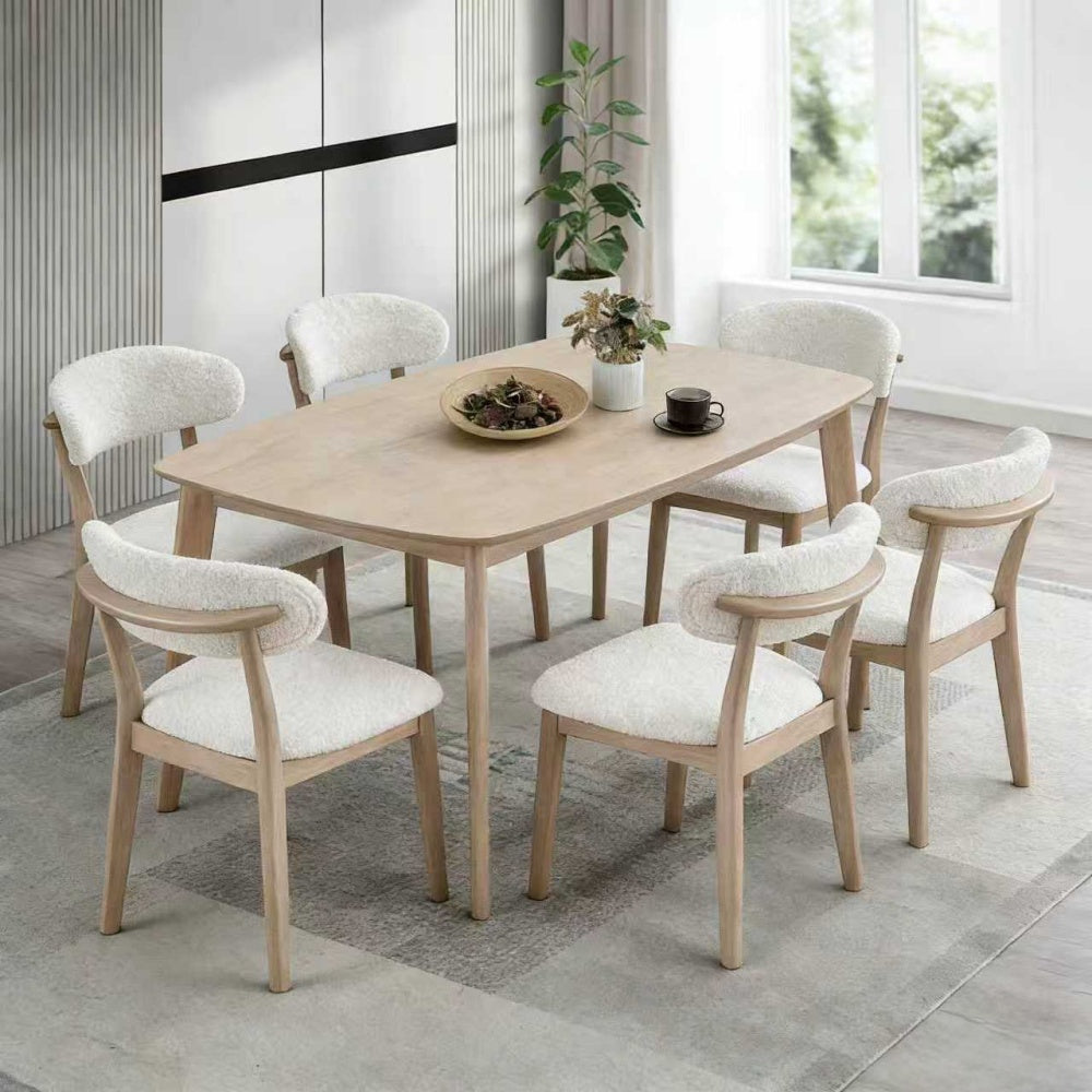 Scandinavian Dining Set with Upholstered Chairs