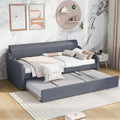 Twin Size Upholstery DayBed with Trundle and USB Charging Design Trundle can be