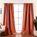 Orange Apricot Thermal Blackout Curtains, Set of Two