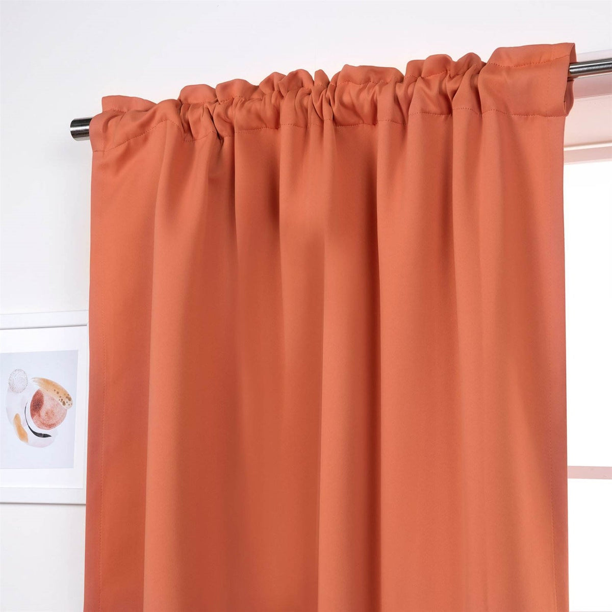 Orange Apricot Thermal Blackout Curtains, Set of Two