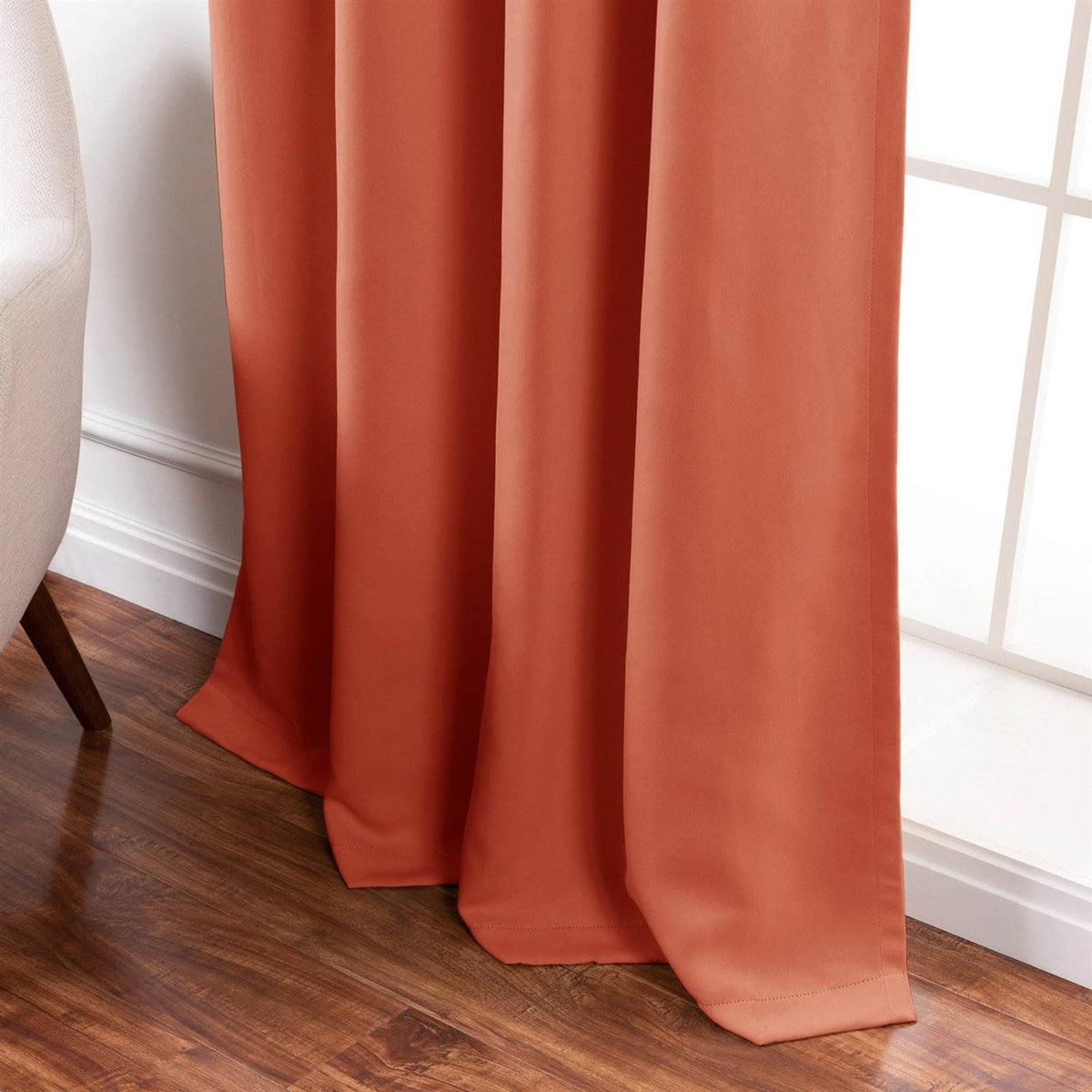 Orange Apricot Thermal Blackout Curtains, Set of Two