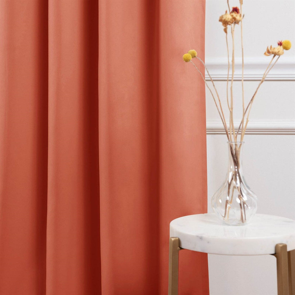 Orange Apricot Thermal Blackout Curtains, Set of Two