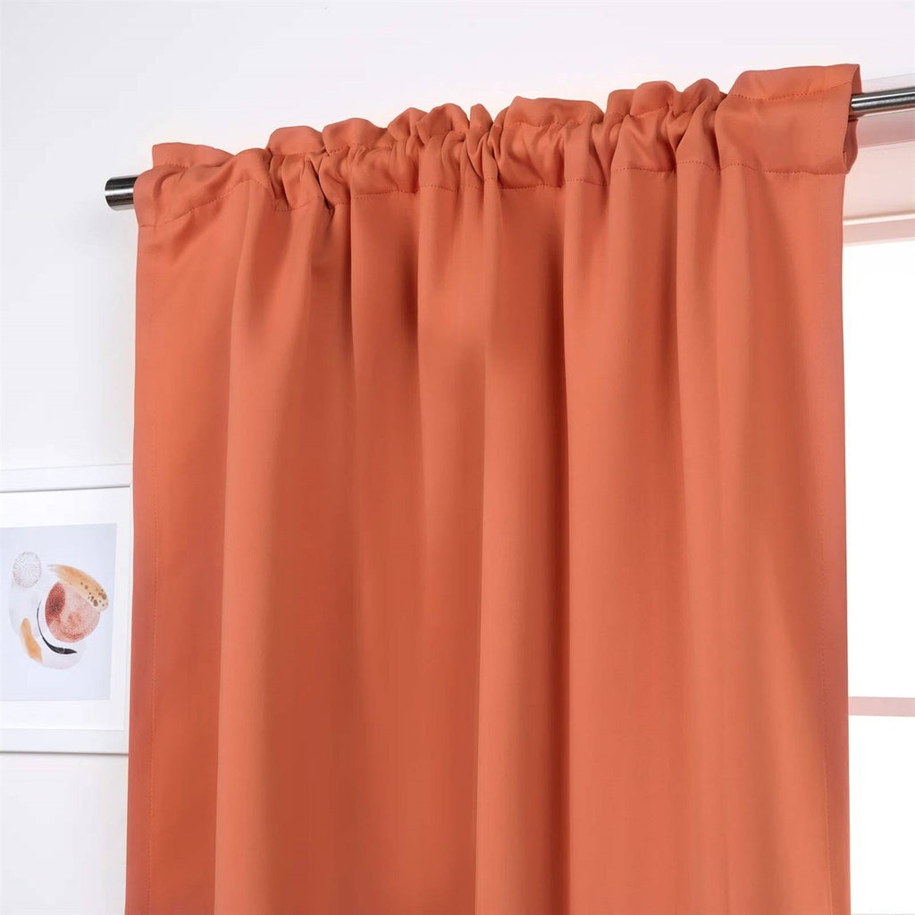 Orange Apricot Thermal Blackout Curtains, Set of Two