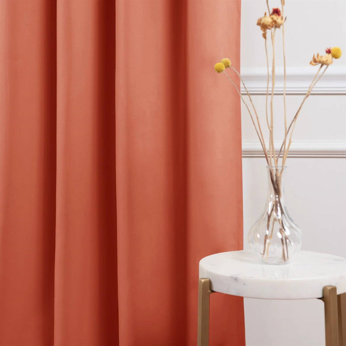 Orange Apricot Thermal Blackout Curtains, Set of Two