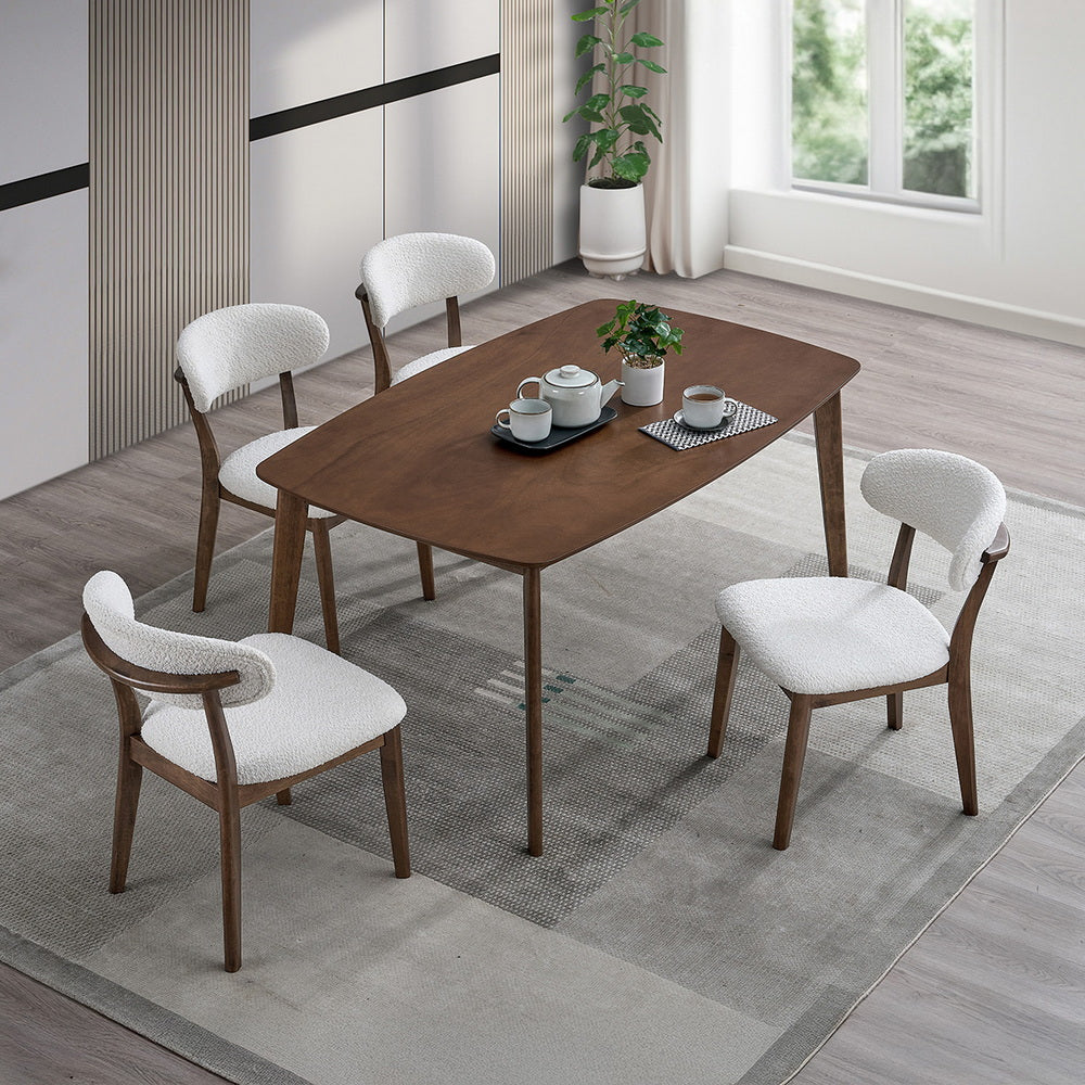 Scandinavian Dining Set with Upholstered Chairs