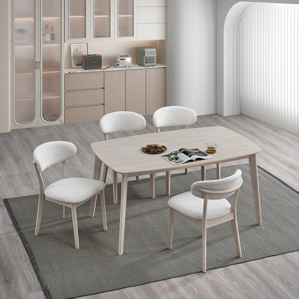 Scandinavian Dining Set with Upholstered Chairs