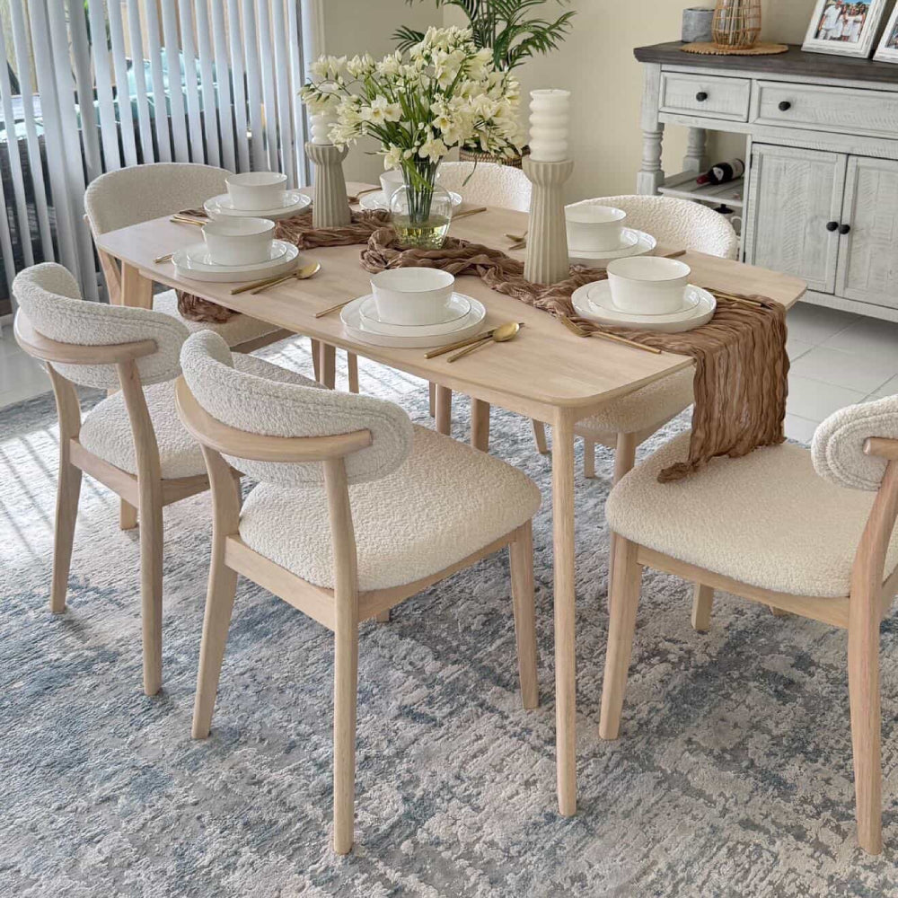 Scandinavian Dining Set with Upholstered Chairs