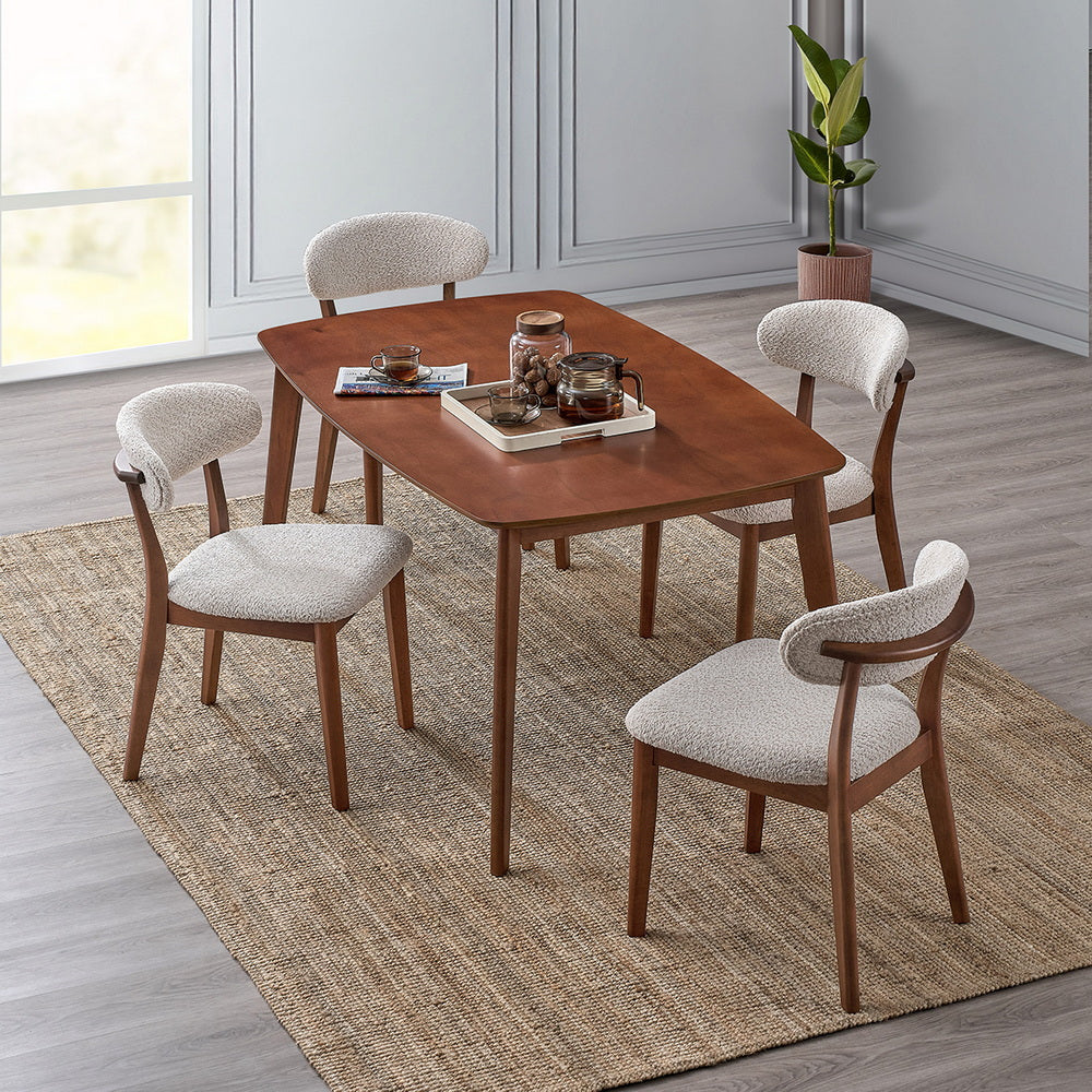 Scandinavian Dining Set with Upholstered Chairs