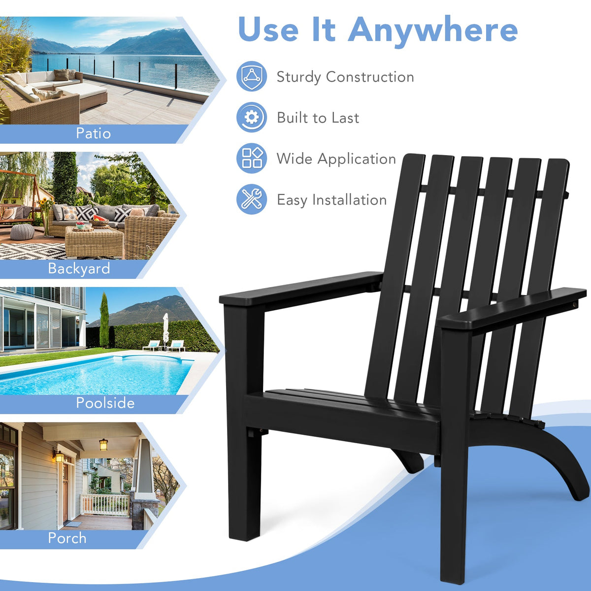 Acacia Wood Adirondack Lounge Chair