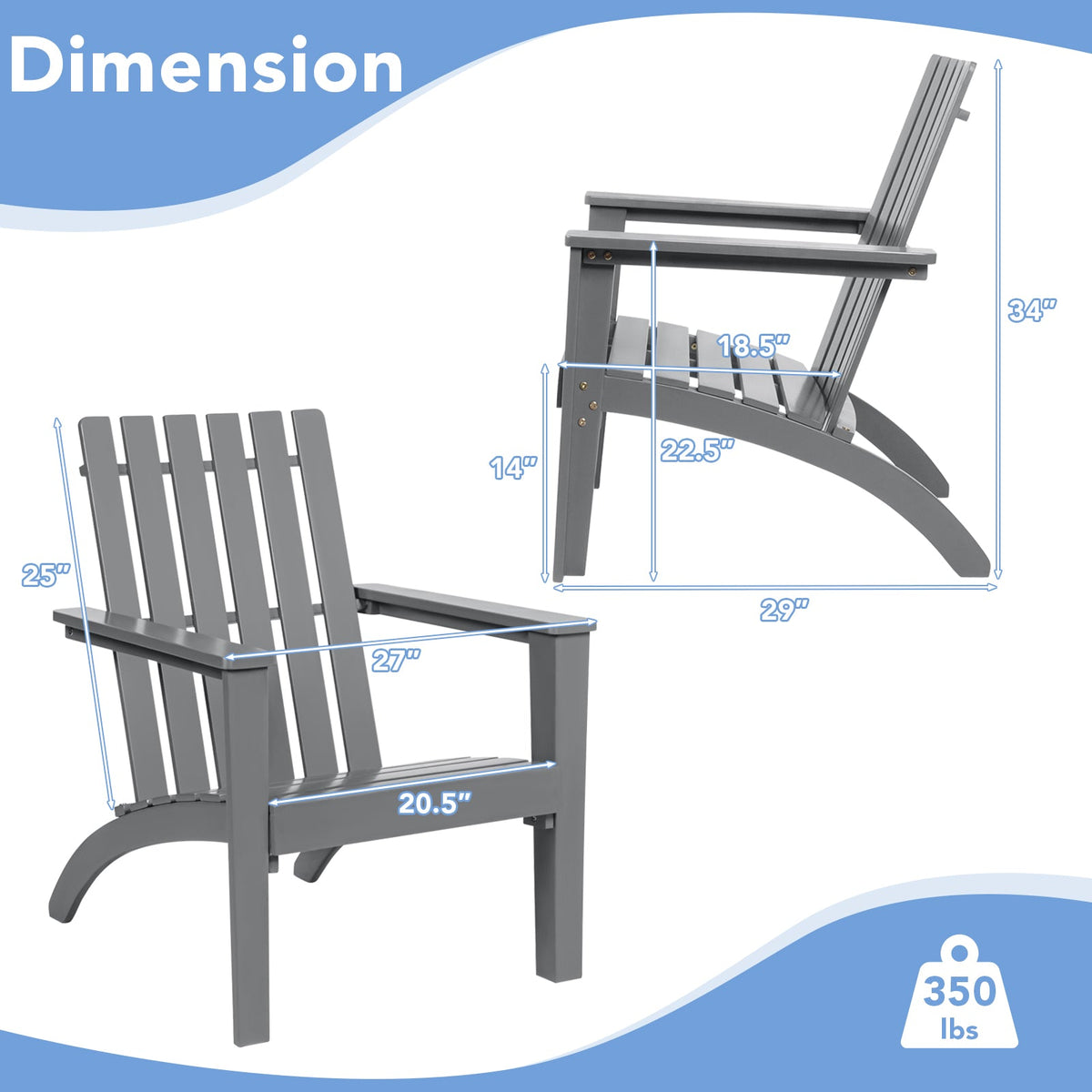 Acacia Wood Adirondack Lounge Chair