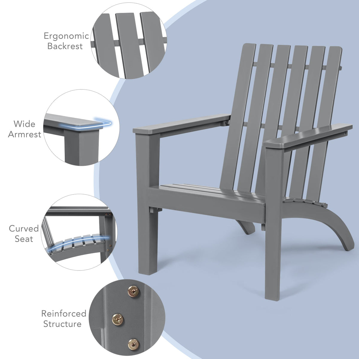 Acacia Wood Adirondack Lounge Chair