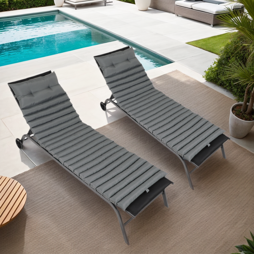 2PCS Set Outdoor Lounge Chair Cushion Replacement Patio Funiture Seat Cushion