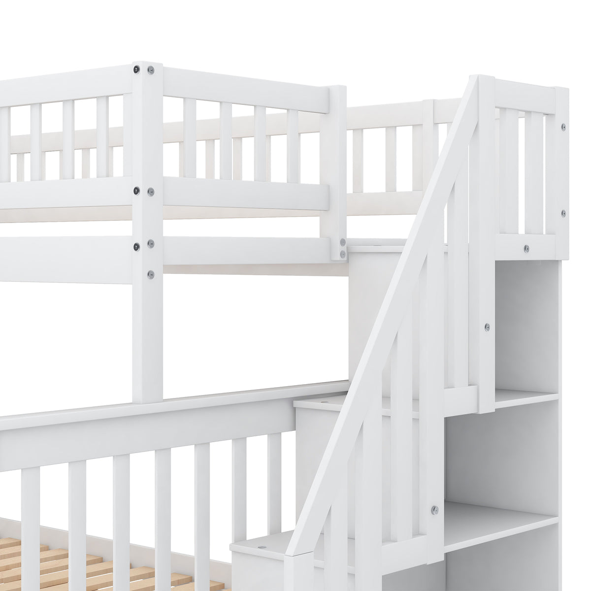 White Twin-over-Full Bunk Bed with Trundle