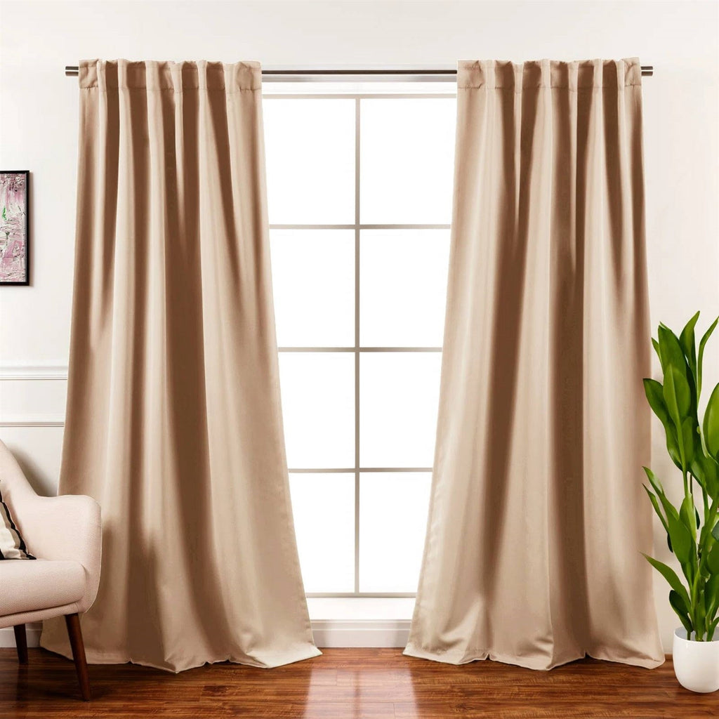 Beige Cream Thermal Blackout Curtain Panels, Set of 2