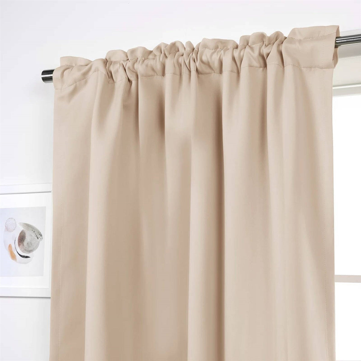 Beige Cream Thermal Blackout Curtain Panels, Set of 2