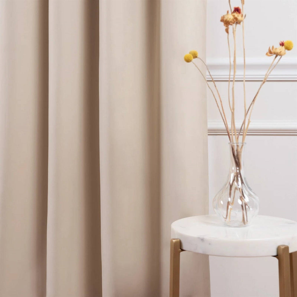 Beige Cream Thermal Blackout Curtain Panels, Set of 2