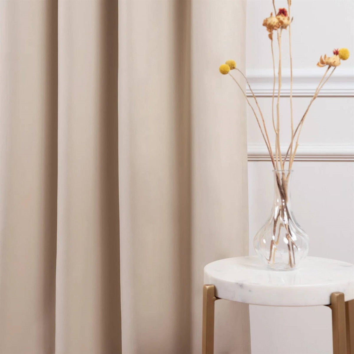 Beige Cream Thermal Blackout Curtain Panels, Set of 2