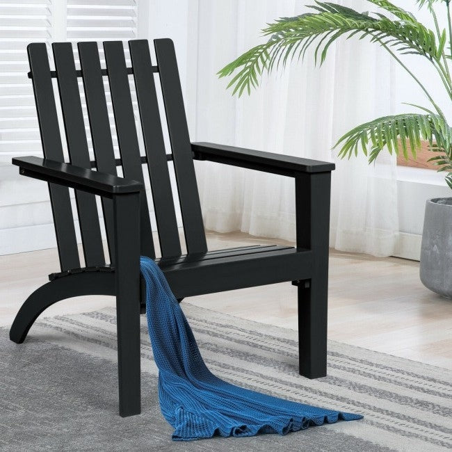 Black Acacia Wood Adirondack Lounge Chair