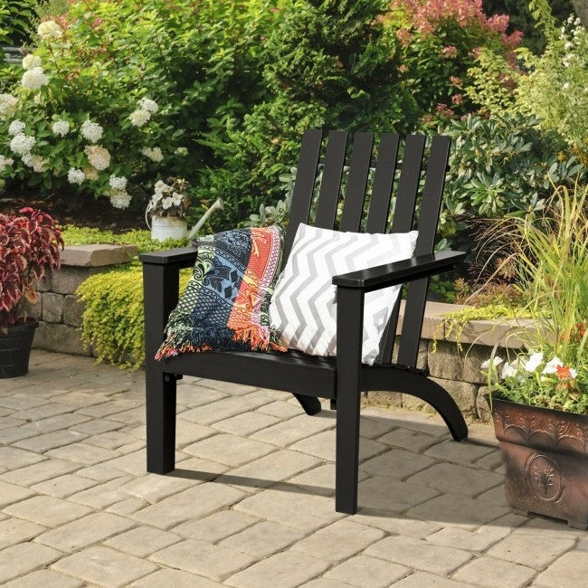 Black Acacia Wood Adirondack Lounge Chair
