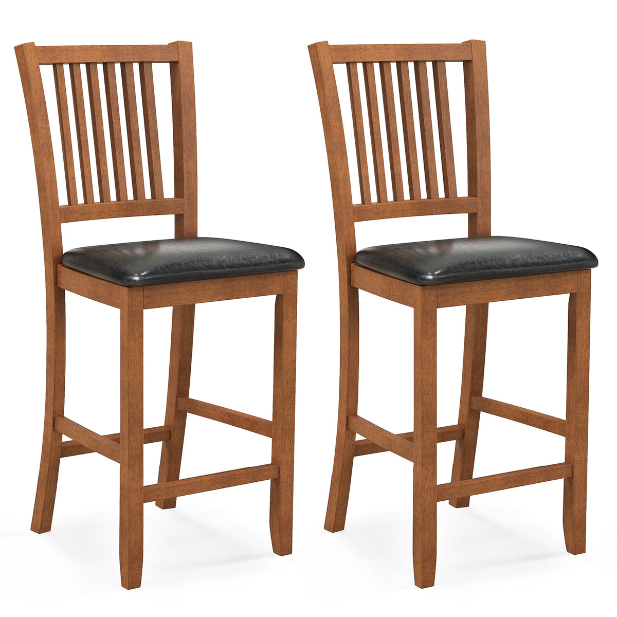 Walnut Counter-Height Bar Stools, Set of 2