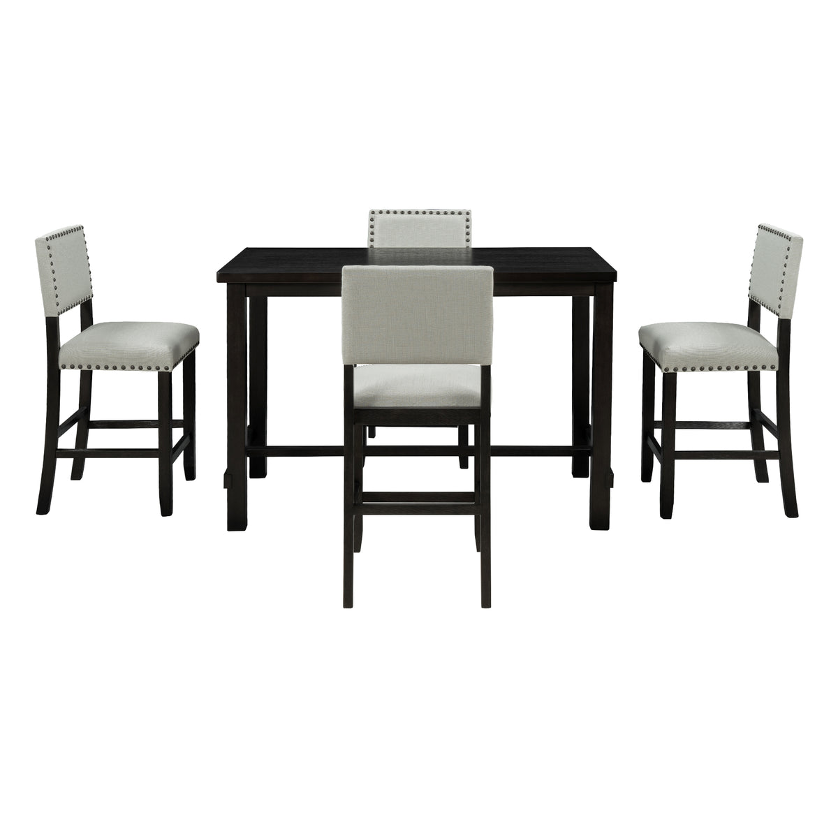 Espresso & Beige Counter-Height Dining Set