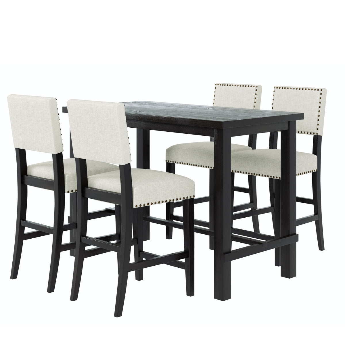 Espresso & Beige Counter-Height Dining Set