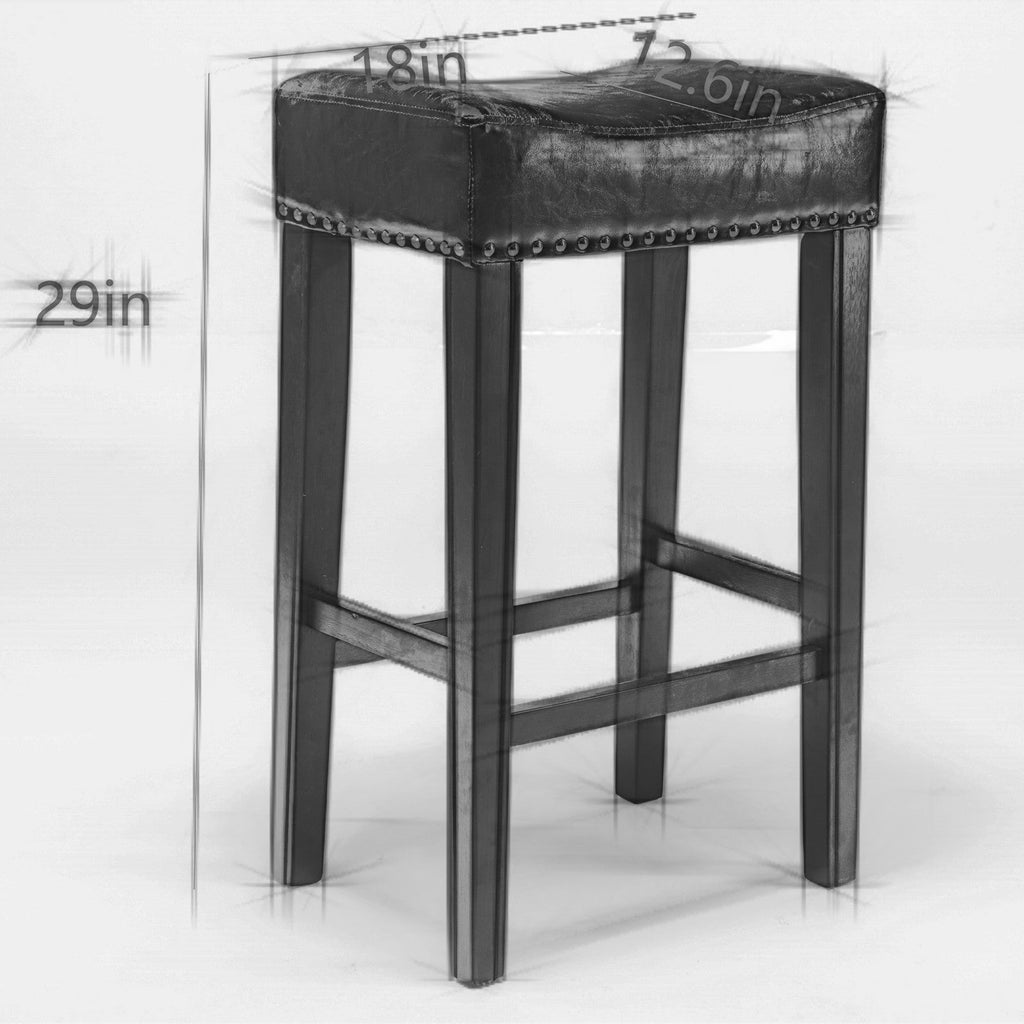 Counter Height 29" Bar Stools for Kitchen Counter Backless Faux Leather Stools
