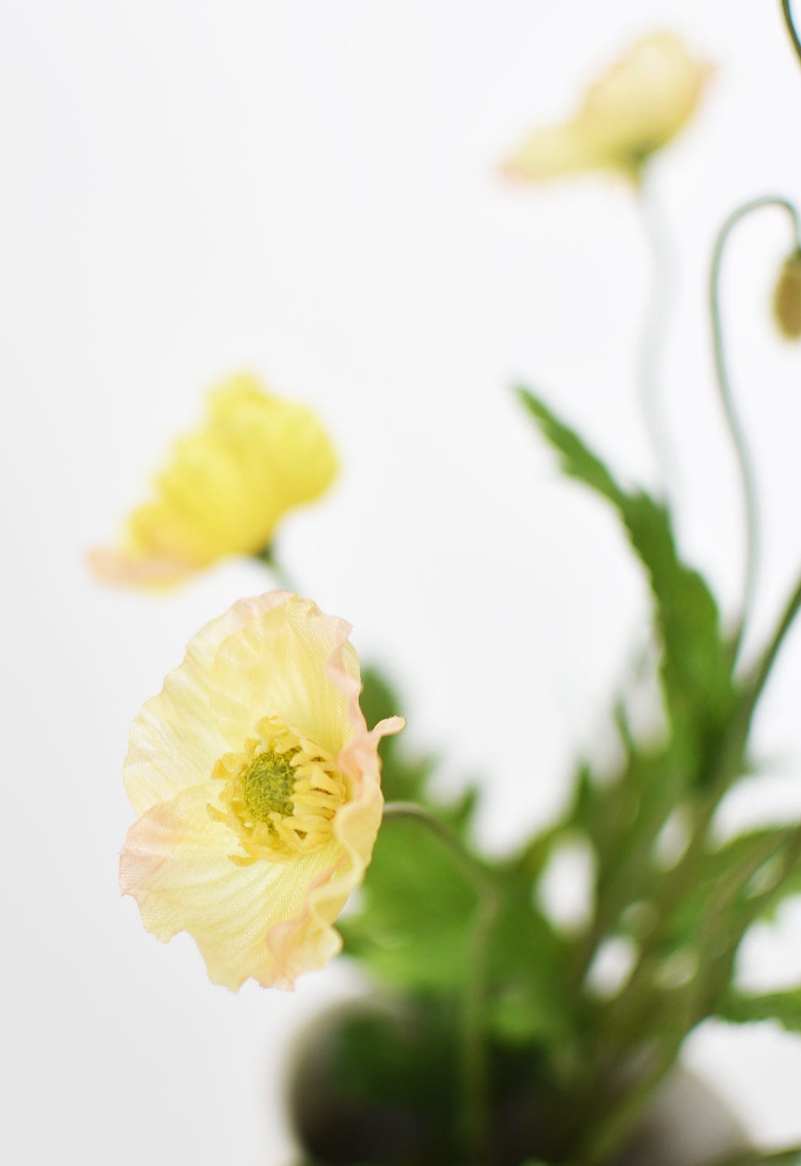 15" Faux Poppy Bush Yellow Bush