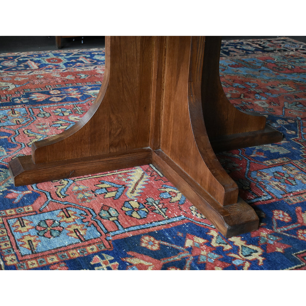 Mission Oak Round Dining Set with Six Chairs