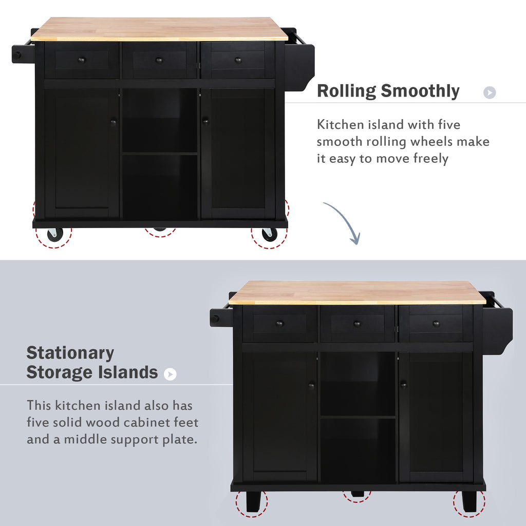 Kitchen trolley with rubber wood leaf countertop