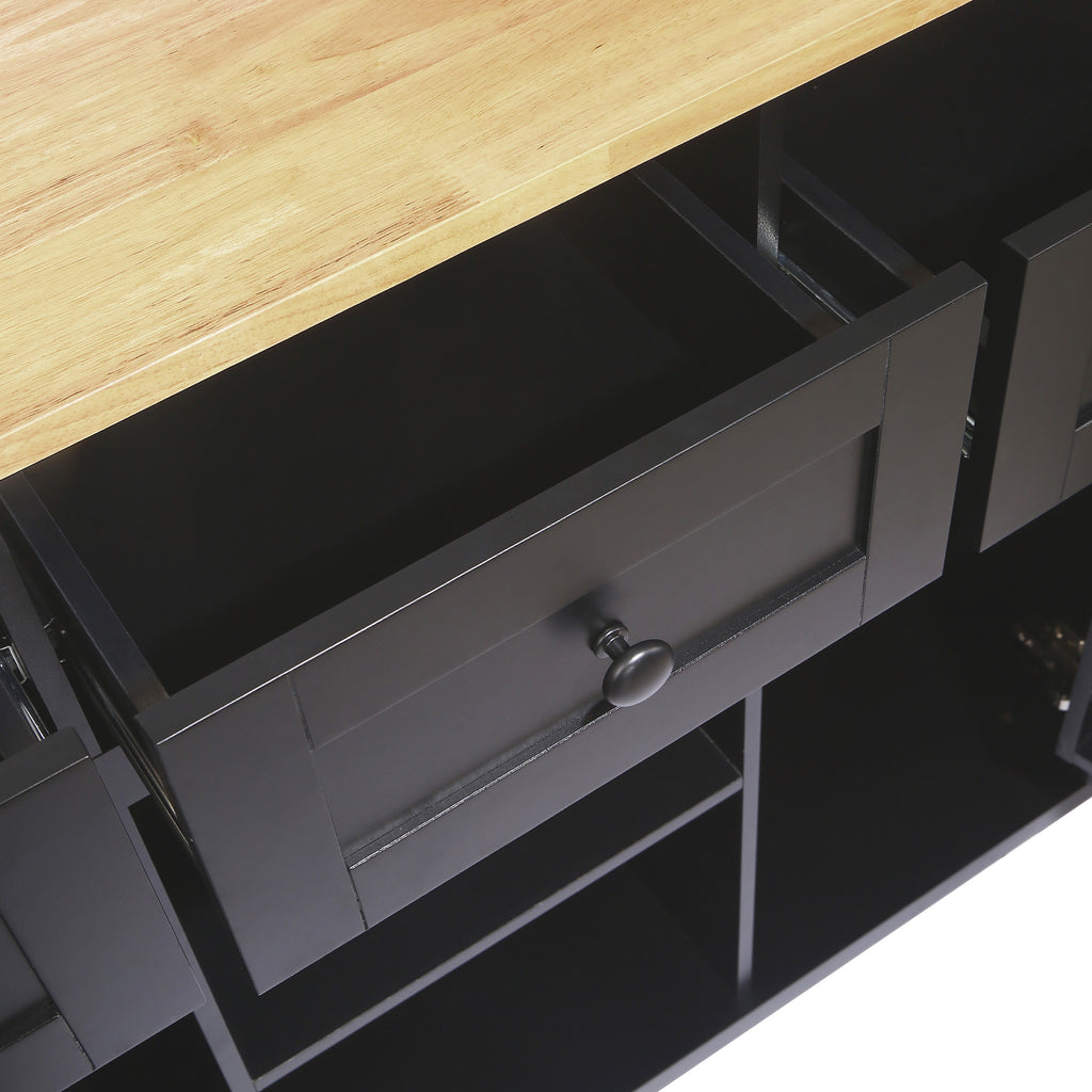 Kitchen trolley with rubber wood leaf countertop