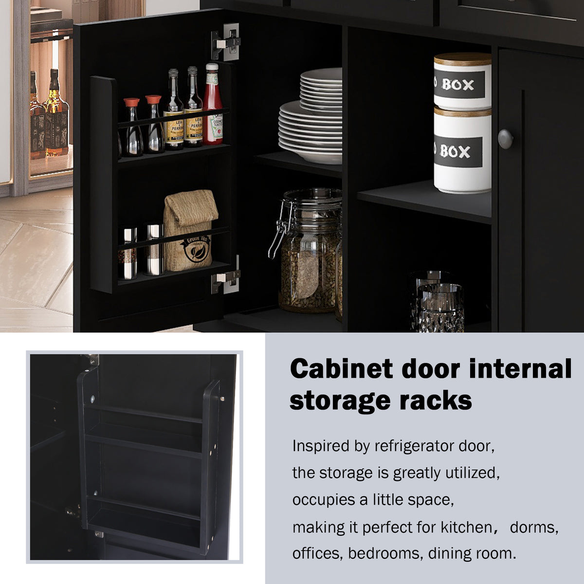 Kitchen trolley with rubber wood leaf countertop