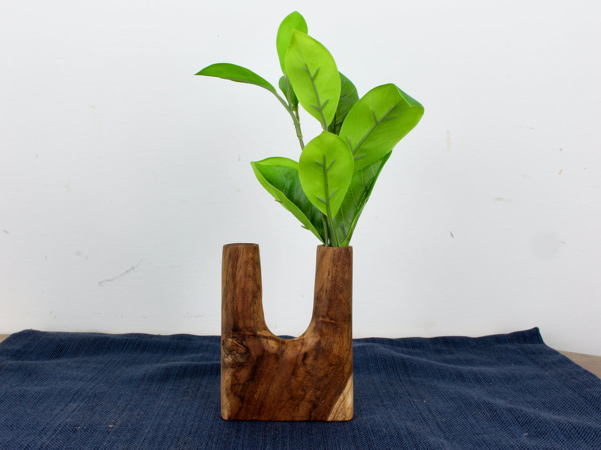 Set of Hand-Carved Wood Vases