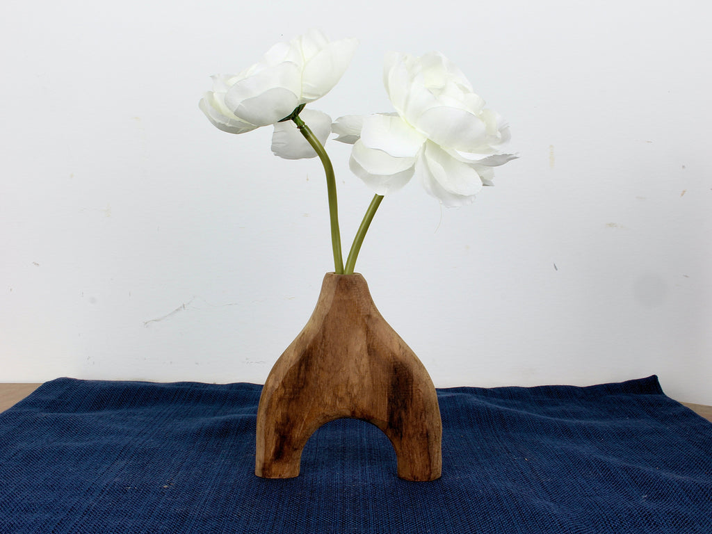 Set of Hand-Carved Wood Vases