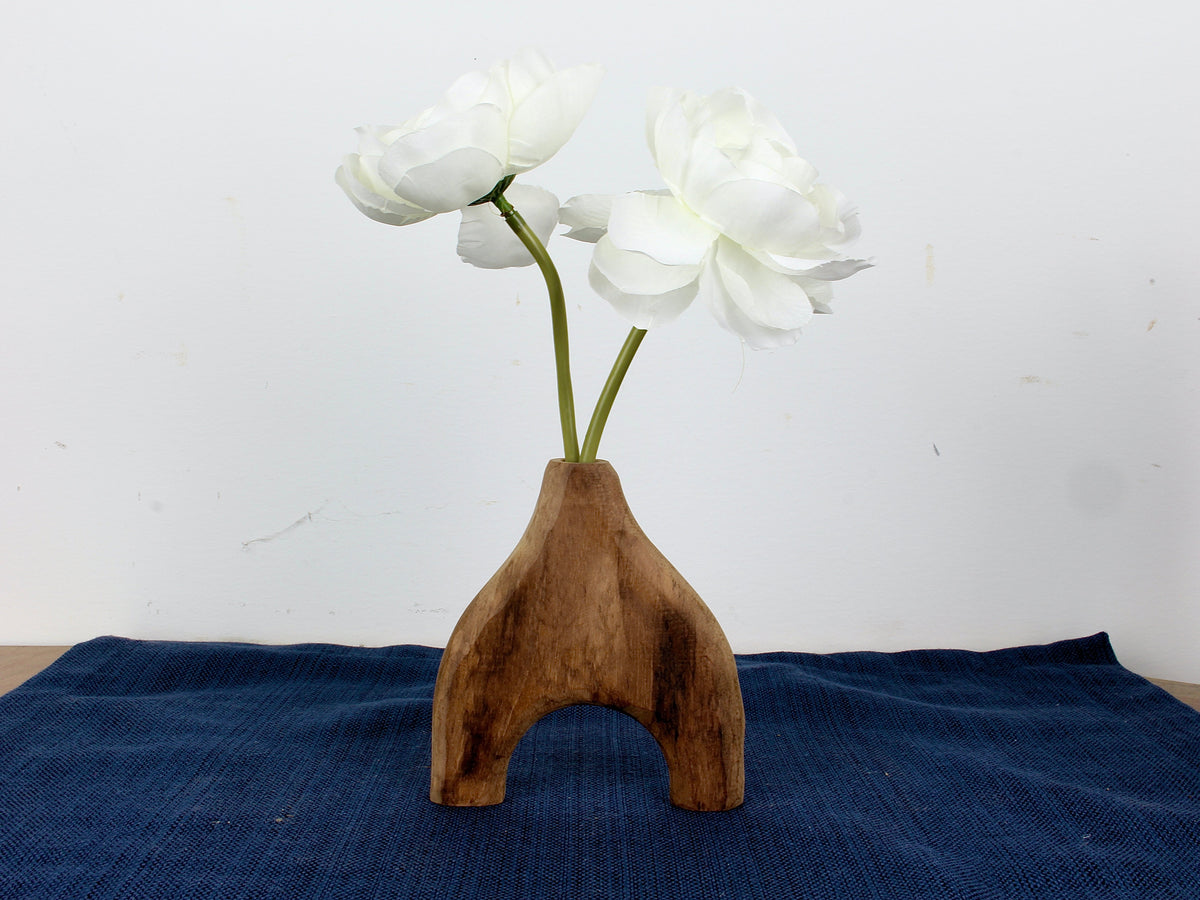 Set of Hand-Carved Wood Vases