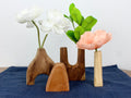 Set of Hand-Carved Wood Vases
