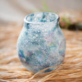 Blue Bubble Hand-Blown Glass Vase