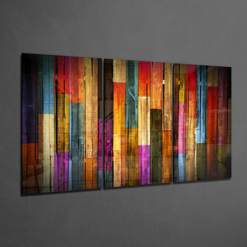Painted Wood Mega Glass Wall Art