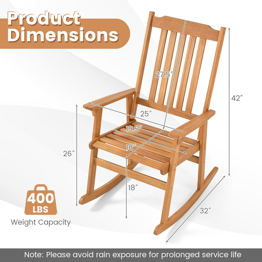 Acacia Wood Patio Rocking Chair