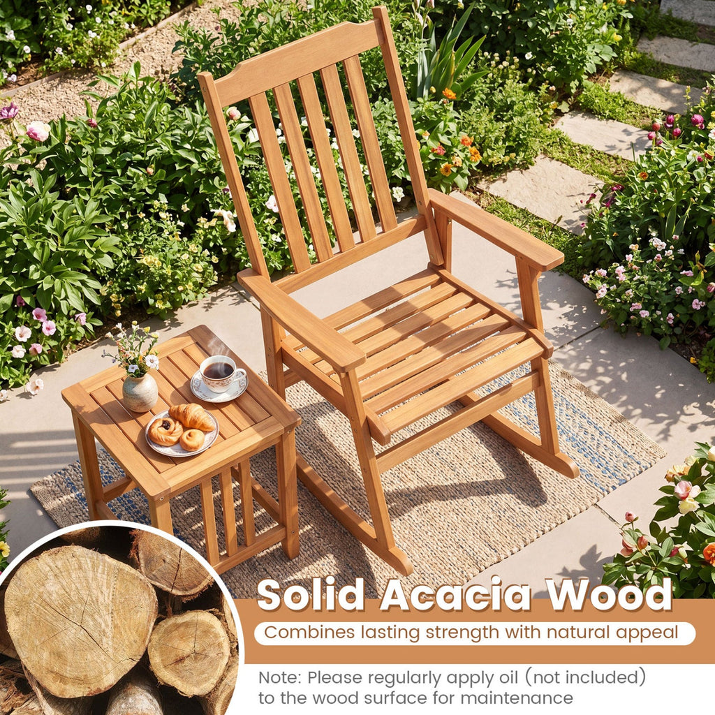 Acacia Wood Patio Rocking Chair