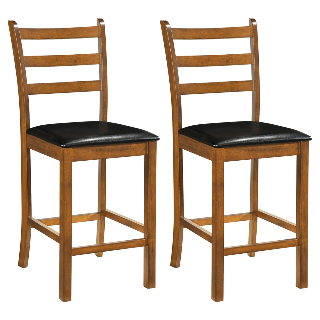 Rubber Wood Ladder Back Bar Stools Set of 2 24inch Counter Height Kitchen Island