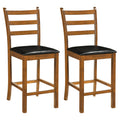 Rubber Wood Ladder Back Bar Stools Set of 2 24inch Counter Height Kitchen Island