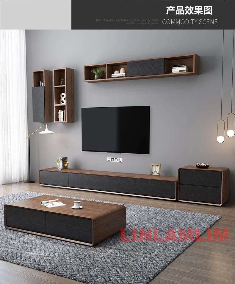 Modern TV Stand & Coffee Table Set with Storage