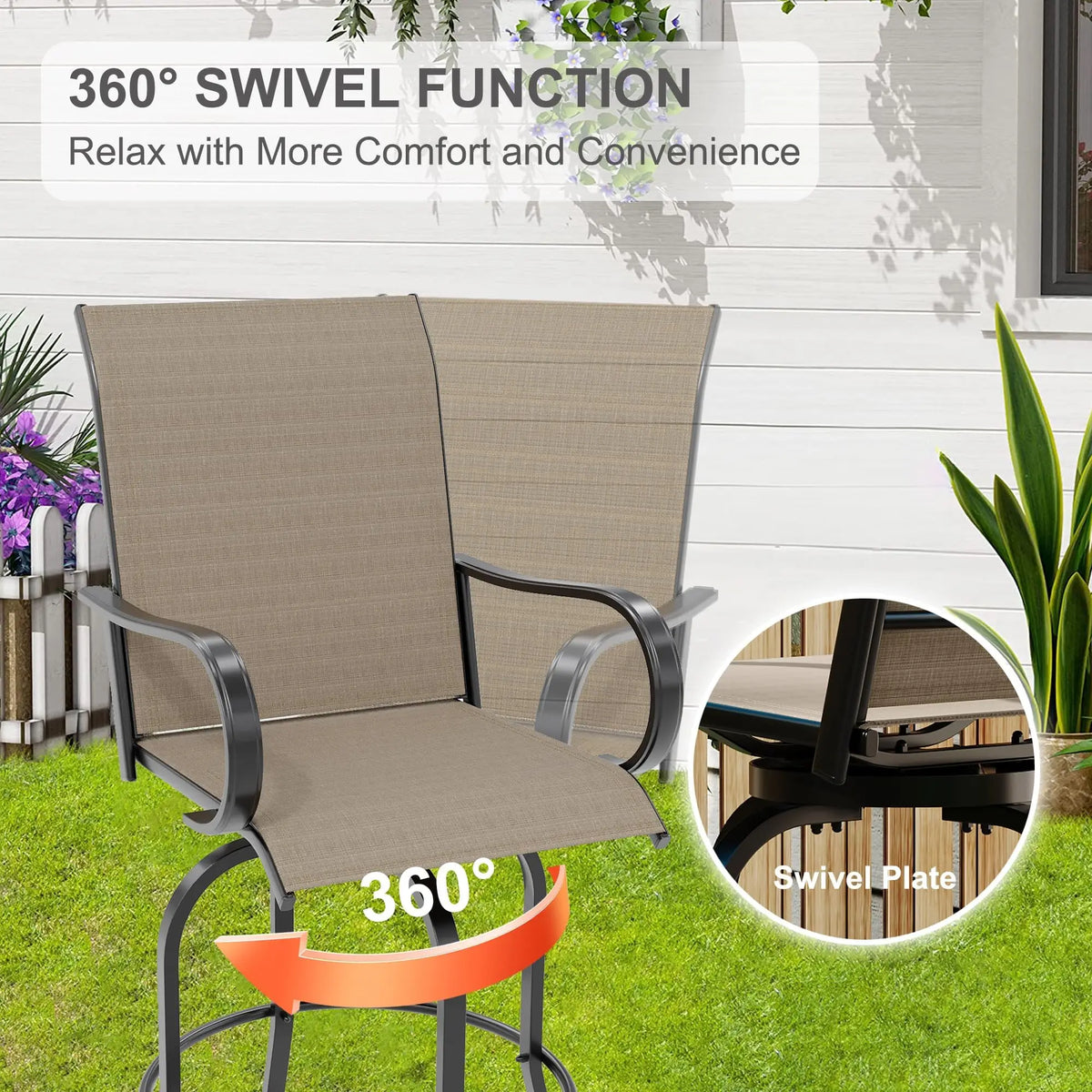 Set Of 2 All-Weather Swivel Bar Stools